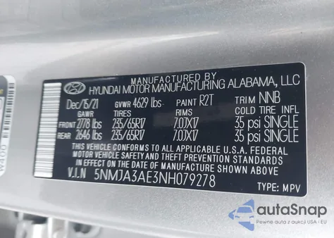 2022 Hyundai Tucson Se from USA, damaged, VIN 5NMJA3AE3NH079278